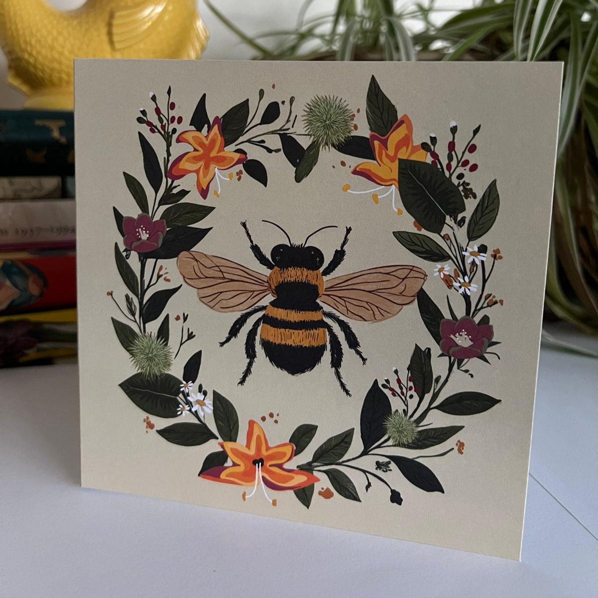 Bee with African Flowers Card