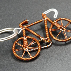 Upcycled bicycle key ring made from recycled copper wire